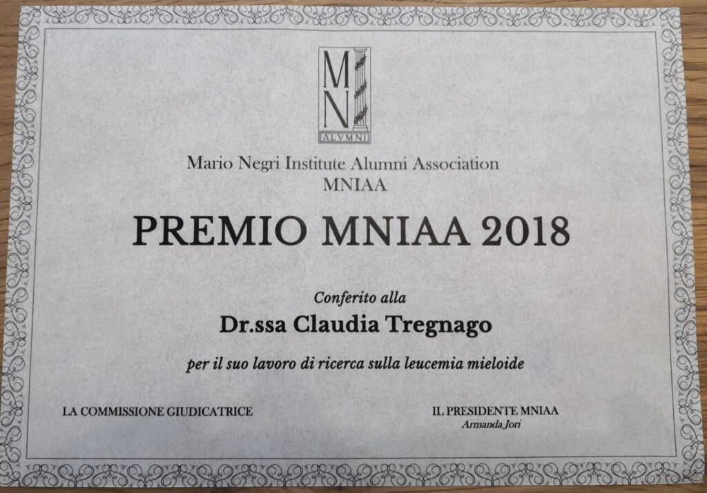 Alla dott.ssa Tregnago il premio MNIAA 2018